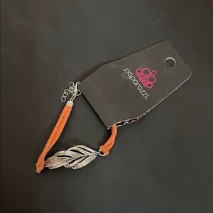 Paparazzi Silver Leaf Bracelet with Orange Band